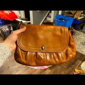 Brown leather coach bag